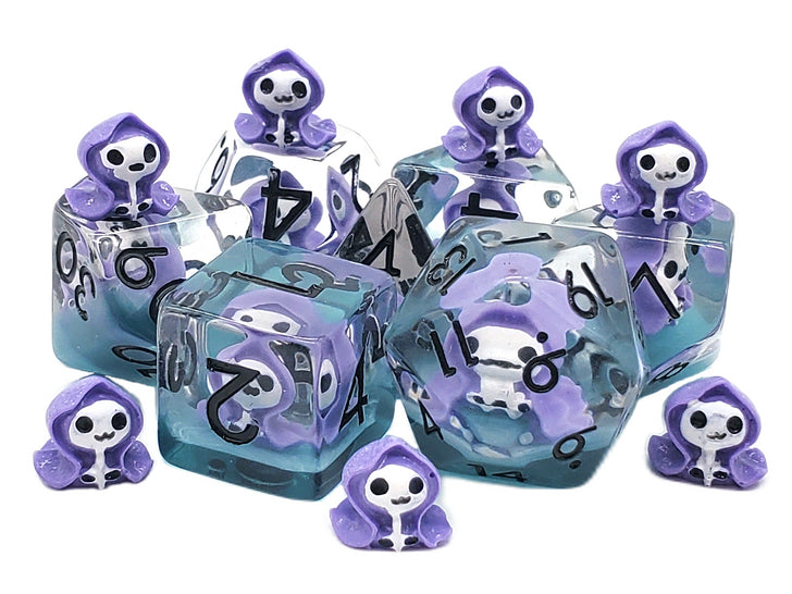 Old School Dice 7 Piece RPG: Infused - Ghost Purple