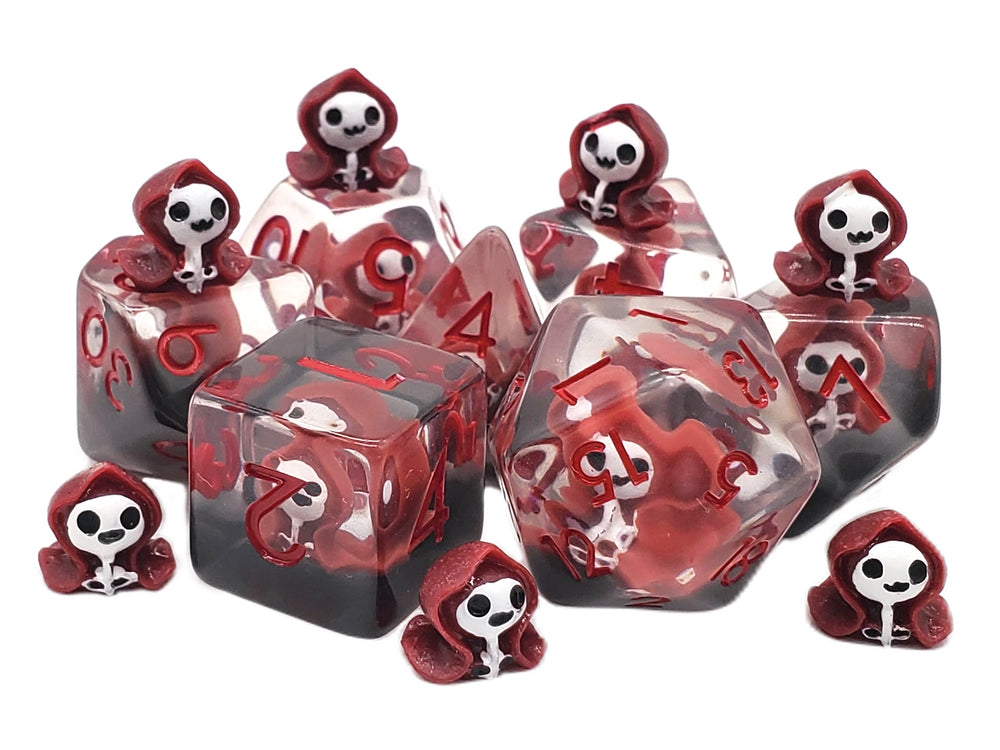 Old School Dice 7 Piece RPG: Infused - Ghost Red