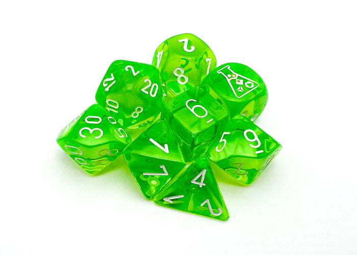 Chessex Lab Dice: Translucent Rad Green/White