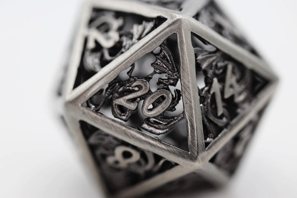 Foam Brain Dice-Dragon Essence: Silver [Hollow Metal]