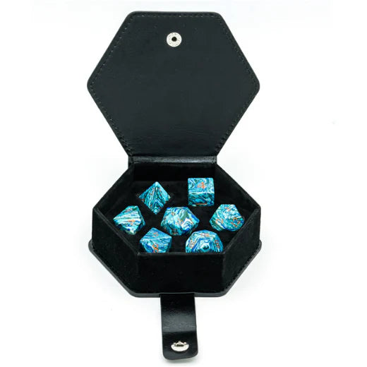 Foam Brain Dice: Textured Turquoise Shades of Blue - Engraved