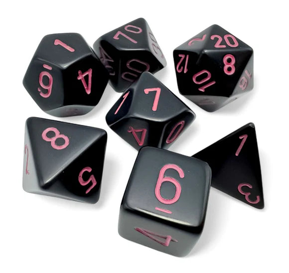 Chessex: Opaque Black/pink Polyhedral 7-Die Set