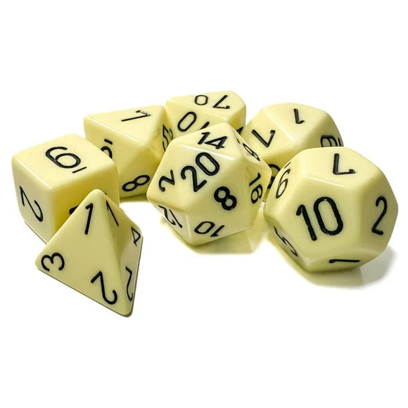 Chessex: Opaque Pastel Yellow/black Polyhedral 7-Die Set