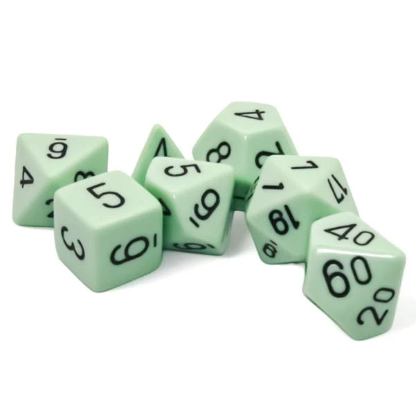 Chessex: Opaque Pastel Green/black Polyhedral 7-Die Set