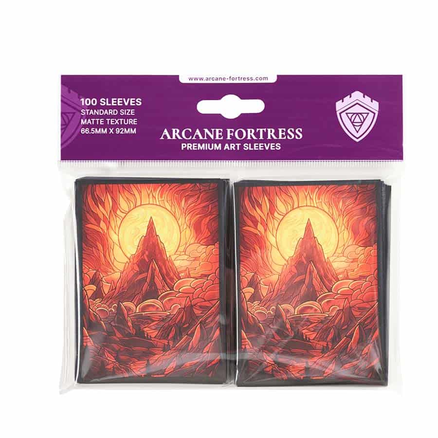 Arcane Fortress: Premium Art Sleeves - Stained Glass Burning Mountain (100ct)