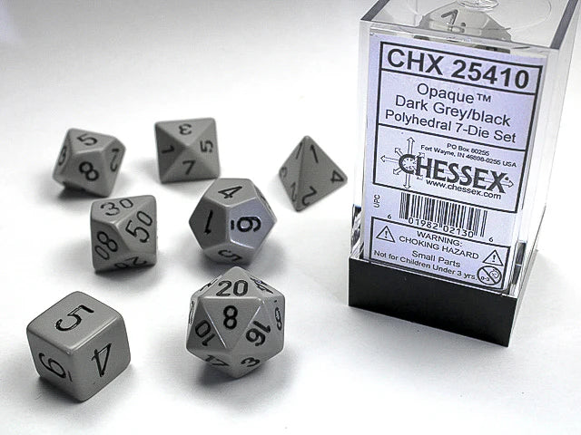 Chessex: Opaque Grey/black Polyhedral 7-Die Set
