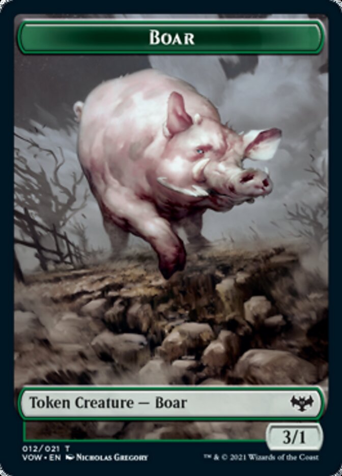 Zombie (008) // Boar Double-Sided Token [Innistrad: Crimson Vow Tokens]